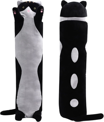 WUYU Đẹp Plush mèo búp bê dễ thương phim hoạt hình mềm nhồi nhét con mèo gối dài ném ngủ gối búp bê đồ chơi quà tặng cho trẻ em