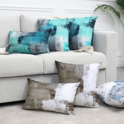 Bộ 2 tác phẩm nghệ thuật màu nâu trang trí hiện đại màu xám trang trí nhà ôm gối gối 18x18 inch