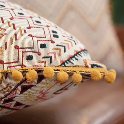 Mái gối Maroc Hair Ball Side Pillow Mỹ gốc Tassel Side Pillowcase Cushion Office Cushion Cover