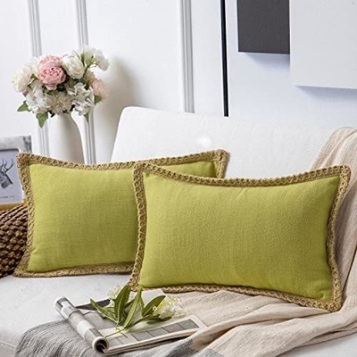 Phantoscope Pack của 2 trang trại trang trí ném gối nắp, Mô hình vững chắc cho nhà Burlap Linen cắt tỉa phù hợp