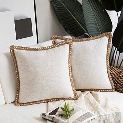 Phantoscope Pack của 2 trang trại trang trí ném gối nắp, Mô hình vững chắc cho nhà Burlap Linen cắt tỉa phù hợp