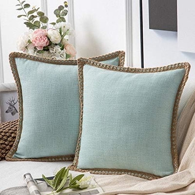 Phantoscope Pack của 2 trang trại trang trí ném gối nắp, Mô hình vững chắc cho nhà Burlap Linen cắt tỉa phù hợp