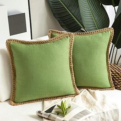 Phantoscope Pack của 2 trang trại trang trí ném gối nắp, Mô hình vững chắc cho nhà Burlap Linen cắt tỉa phù hợp