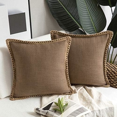 Phantoscope Pack của 2 trang trại trang trí ném gối nắp, Mô hình vững chắc cho nhà Burlap Linen cắt tỉa phù hợp