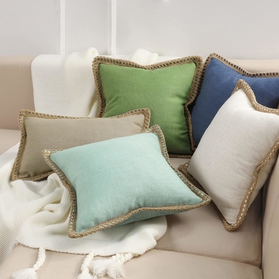 Phantoscope Pack của 2 trang trại trang trí ném gối nắp, Mô hình vững chắc cho nhà Burlap Linen cắt tỉa phù hợp