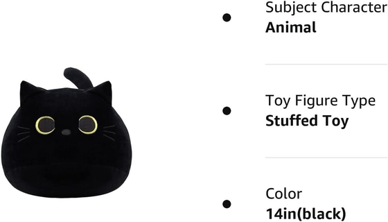 Đồ chơi Plush Mèo Đen: Gối thú mềm, nhồi bông, trang trí ghế sofa cho trẻ em, thiết kế hình mèo