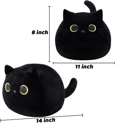 Đồ chơi Plush Mèo Đen: Gối thú mềm, nhồi bông, trang trí ghế sofa cho trẻ em, thiết kế hình mèo
