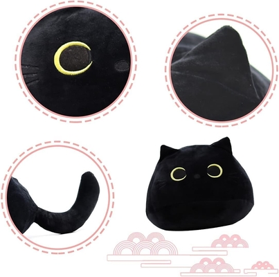 Đồ chơi Plush Mèo Đen: Gối thú mềm, nhồi bông, trang trí ghế sofa cho trẻ em, thiết kế hình mèo