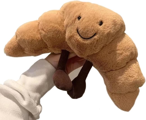 Đánh nặng 9 inch Croissant Plush Cute Smile Croissant Bánh gối Đặt đầy động vật Đồ ăn mềm buồn cười
