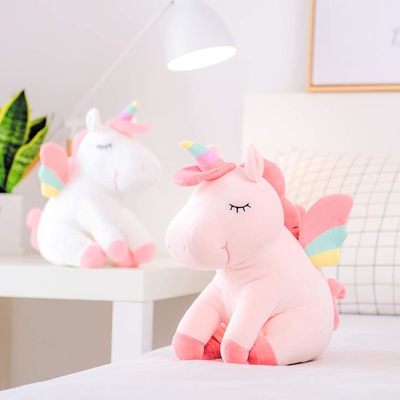 Lazada Unicorn Động vật nhồi đồ chơi đồ chơi con gái quà tặng với cánh cầu vồng trắng 12 inch