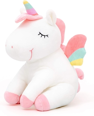 Lazada Unicorn Động vật nhồi đồ chơi đồ chơi con gái quà tặng với cánh cầu vồng trắng 12 inch