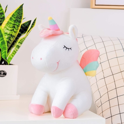 Lazada Unicorn Động vật nhồi đồ chơi đồ chơi con gái quà tặng với cánh cầu vồng trắng 12 inch