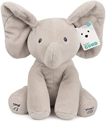 GUND Baby Animated Flappy The Elephant Plush, Singing Stuffed Animal Baby Toy dành cho trẻ từ 0 tuổi trở lên, màu xám, 12&quot;