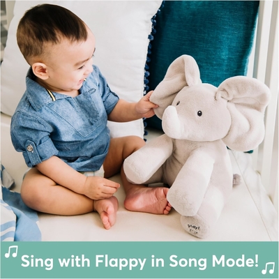 GUND Baby Animated Flappy The Elephant Plush, Singing Stuffed Animal Baby Toy dành cho trẻ từ 0 tuổi trở lên, màu xám, 12&quot;