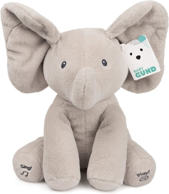 GUND Baby Animated Flappy The Elephant Plush, Singing Stuffed Animal Baby Toy dành cho trẻ từ 0 tuổi trở lên, màu xám, 12&quot;