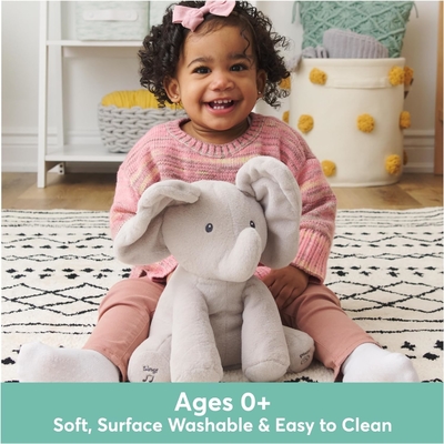 GUND Baby Animated Flappy The Elephant Plush, Singing Stuffed Animal Baby Toy dành cho trẻ từ 0 tuổi trở lên, màu xám, 12&quot;