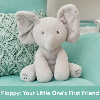 GUND Baby Animated Flappy The Elephant Plush, Singing Stuffed Animal Baby Toy dành cho trẻ từ 0 tuổi trở lên, màu xám, 12&quot;