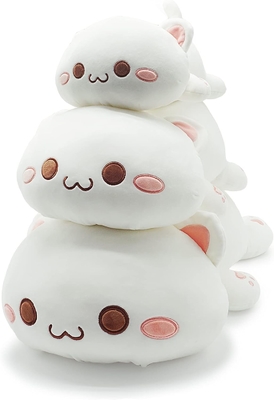 Onsoyours Cute Kitten Plush Toy 25.5 &quot;Cấp đầy động vật nuôi Kitty Soft Anime Cat Lớn đệm Plush cho trẻ em (trắng A, 25.5