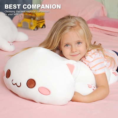 Onsoyours Cute Kitten Plush Toy 25.5 &quot;Cấp đầy động vật nuôi Kitty Soft Anime Cat Lớn đệm Plush cho trẻ em (trắng A, 25.5