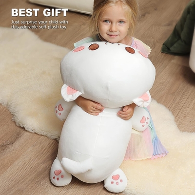 Onsoyours Cute Kitten Plush Toy 25.5 &quot;Cấp đầy động vật nuôi Kitty Soft Anime Cat Lớn đệm Plush cho trẻ em (trắng A, 25.5