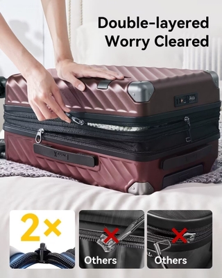 Xách hành lý 22x14x9 Hãng hàng không được chấp thuận - 35L Polycarbonate mở rộng túi xách vỏ cứng với bánh quay