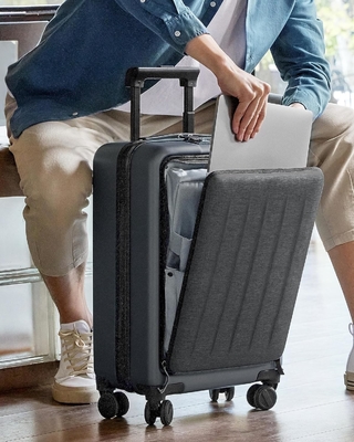Hành lý 22 X 14 X 9 Hãng hàng không được chấp thuận, Hành lý 20 inch với khoang máy tính xách tay phía trước, bánh xe xoắn kép, máy tính cứng