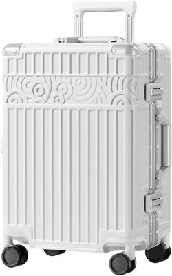 Hành lý không niêm phong với 4 bánh xe 20 inch Hard Shell Suitcase với PC + ABS TSA Lock 4 Metal Corner trắng