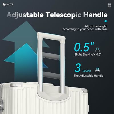 Hành lý không niêm phong với 4 bánh xe 20 inch Hard Shell Suitcase với PC + ABS TSA Lock 4 Metal Corner trắng