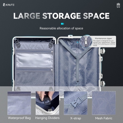 Hành lý không niêm phong với 8 bánh xe 20 inch Hard Shell Suitcase với PC + ABS TSA Lock 4 Metal Corner trắng