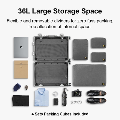 20 &quot;Aluminium hành lý Hardside vali, Zipperless hành lý với TSA khóa và bánh xe quay - bạc