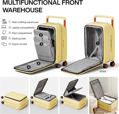 Hành lý tay cầm rộng thiết kế sang trọng Rolling hành lý du lịch PC Hardside với khung nhôm bánh xe xoay rỗng,