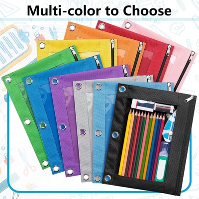 Vỏ bút chì binder với khóa khóa mịn, vỏ bút chì cửa sổ rõ ràng cho binder, túi bút chì binder 3 vòng có dung lượng lớn