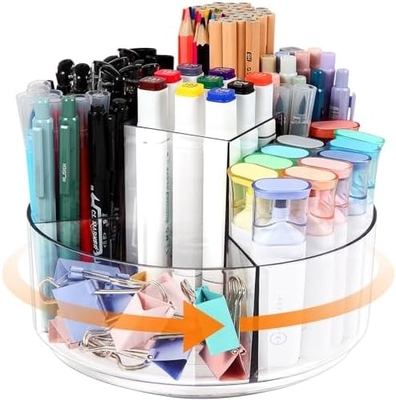 5 khe cắm 360 độ quay Acrylic Pen Holder cho bàn, Marker Holder Caddy Art Supply Organizer Pen Organizer cho bàn