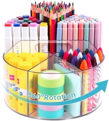 5 khe cắm 360 độ quay Acrylic Pen Holder cho bàn, Marker Holder Caddy Art Supply Organizer Pen Organizer cho bàn