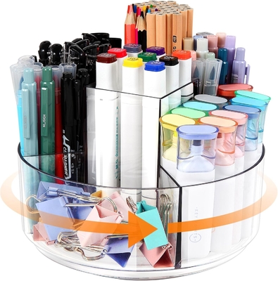 5 khe cắm 360 độ quay Acrylic Pen Holder cho bàn, Marker Holder Caddy Art Supply Organizer Pen Organizer cho bàn