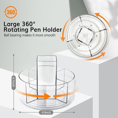 5 khe cắm 360 độ quay Acrylic Pen Holder cho bàn, Marker Holder Caddy Art Supply Organizer Pen Organizer cho bàn