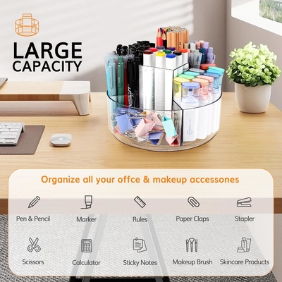 5 khe cắm 360 độ quay Acrylic Pen Holder cho bàn, Marker Holder Caddy Art Supply Organizer Pen Organizer cho bàn