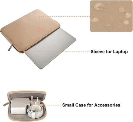 Tay cầm máy tính xách tay tương thích với MacBook Air / Pro, 13-13.3 inch Notebook, túi Neoprene với vỏ nhỏ, Apricot
