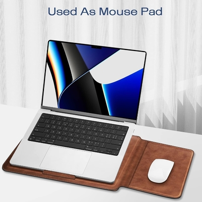 Vỏ máy tính xách tay MacBook Air 13.6M3 M2 A3113 A2681/MacBook Pro 14 A2992-PU Vỏ túi da mỏng với chức năng đứng, màu nâu