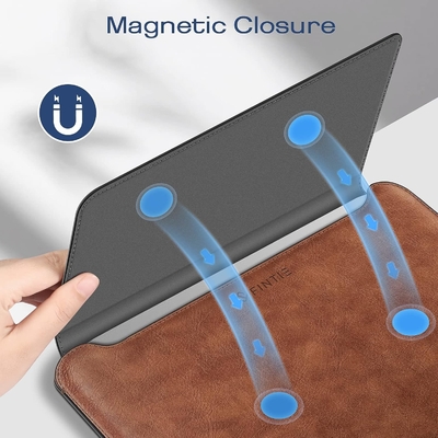 Vỏ máy tính xách tay MacBook Air 13.6M3 M2 A3113 A2681/MacBook Pro 14 A2992-PU Vỏ túi da mỏng với chức năng đứng, màu nâu