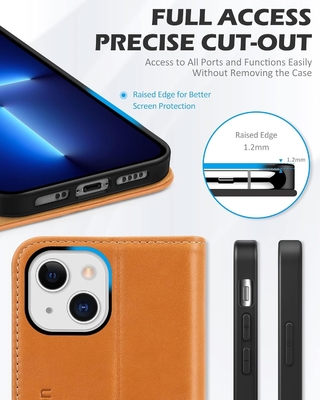 Vỏ gập ví da Biểu dấu từ RFID khóa khe cắm thẻ Được bảo vệ đầy đủ tương thích với iPhone 13