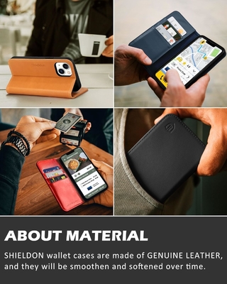 Vỏ gập ví da Biểu dấu từ RFID khóa khe cắm thẻ Được bảo vệ đầy đủ tương thích với iPhone 13