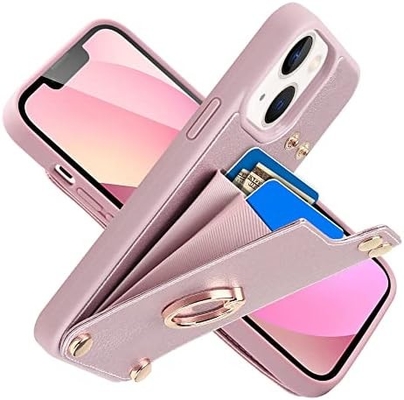 Người giữ thẻ với iPhone 13 Pro Max, người giữ vòng quay 360 °, người giữ thẻ bằng da, vỏ chống sốc RFID,