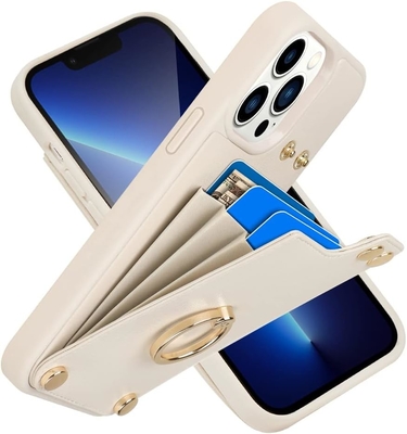 Người giữ thẻ với iPhone 13 Pro Max, người giữ vòng quay 360 °, người giữ thẻ bằng da, vỏ chống sốc RFID,