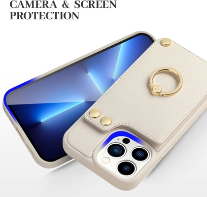 Người giữ thẻ với iPhone 13 Pro Max, người giữ vòng quay 360 °, người giữ thẻ bằng da, vỏ chống sốc RFID,