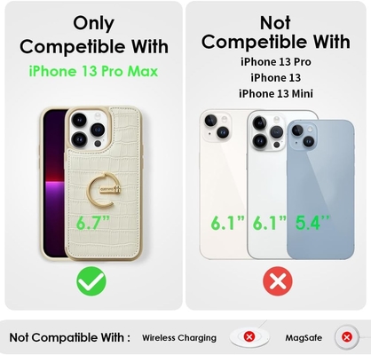 iPhone 13Pro Max 6.7 &quot;, ví ví với ổ thẻ, vỏ bảo vệ da với ổ nhẫn,