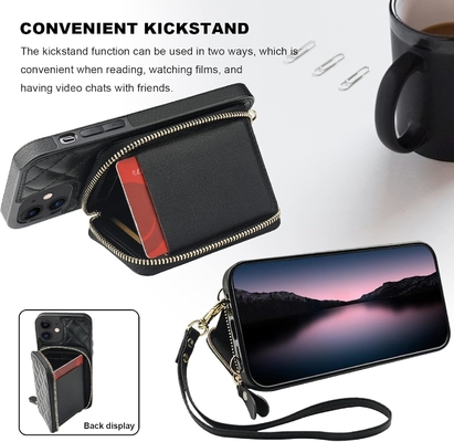 iPhone 12/12 Pro túi chéo, RFID được bảo vệ đeo dây đeo da PU đệm với khe cắm thẻ Split bag wrist strap lanyard