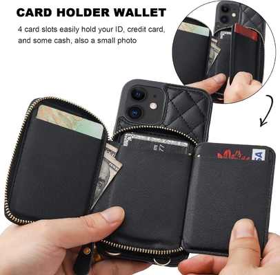 iPhone 12/12 Pro túi chéo, RFID được bảo vệ đeo dây đeo da PU đệm với khe cắm thẻ Split bag wrist strap lanyard