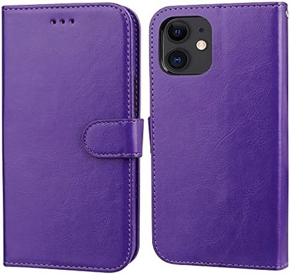 Tương thích với ví iPhone 12 / Pro với thẻ cầm tay PU đứng da chống sốc dây đeo cổ tay clamshell 6.1 inch