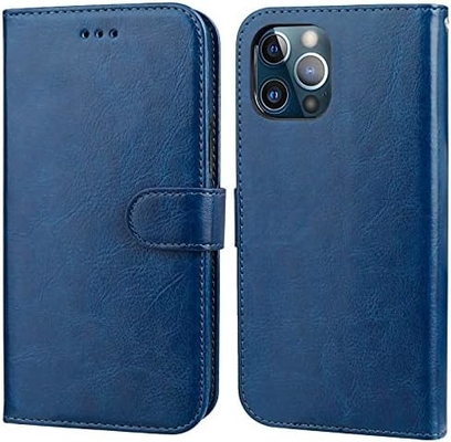 Tương thích với ví iPhone 12 / Pro với thẻ cầm tay PU đứng da chống sốc dây đeo cổ tay clamshell 6.1 inch